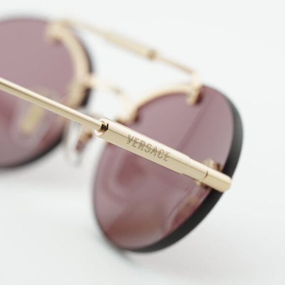 Versace VE2295 1252/1A Sunglasses Gold Oval Frame, Violet Lenses main image 6